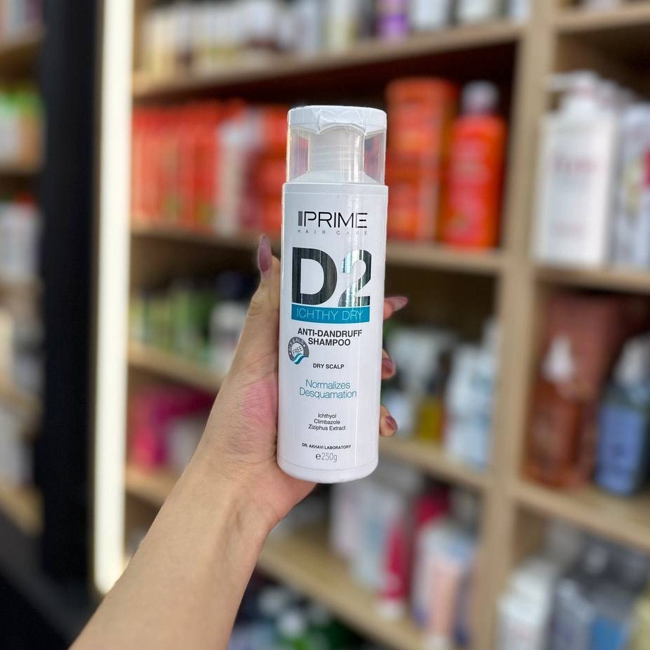 شامپو ضد شوره پریم  D2 مناسب پوست سر خشک | Prime D2 Anti Dandruff Ichthy Dry Shampoo 250ml