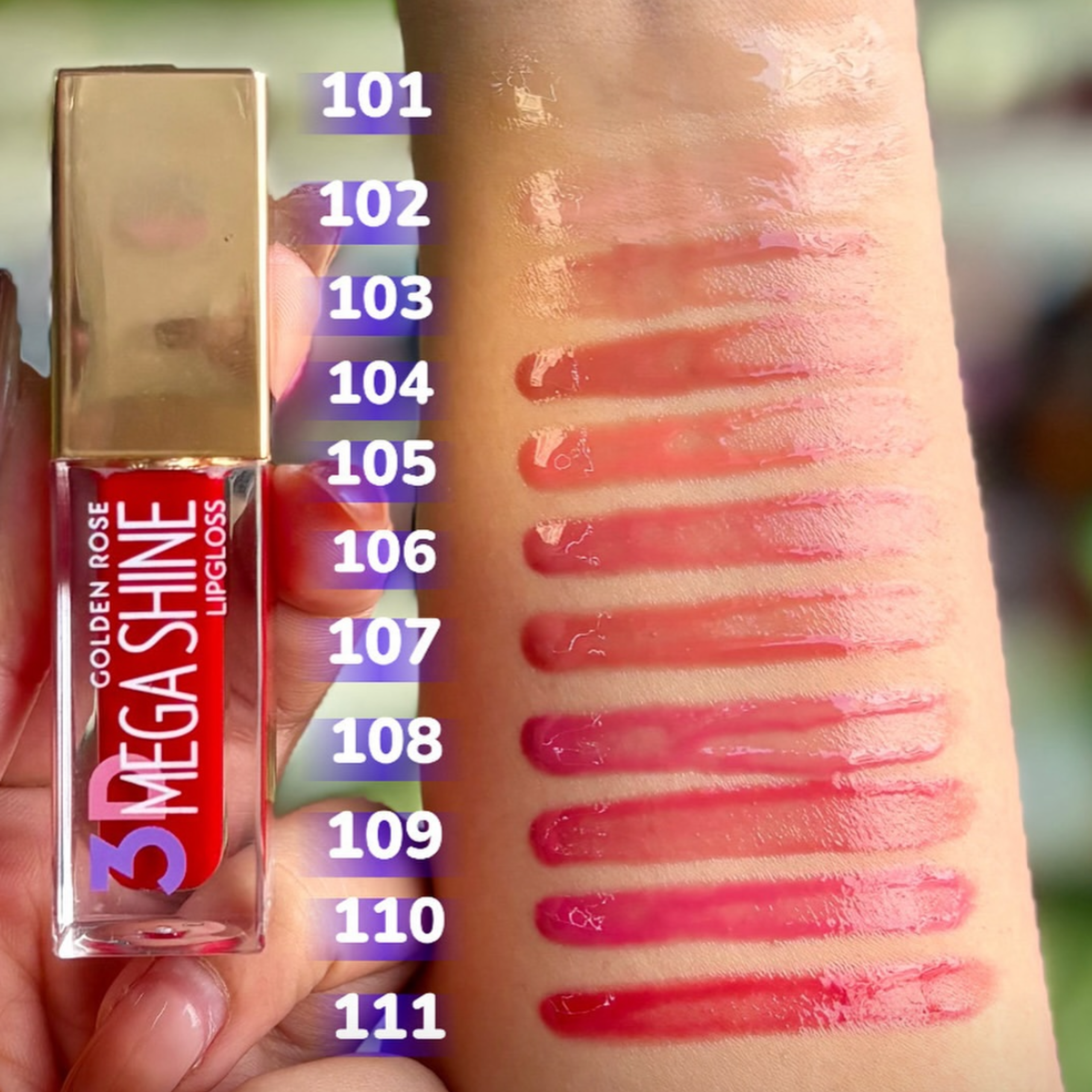 لیپ گلاس مگا شاین گلدن رز GOLDEN ROSE 3D Mega Shine Lip Gloss