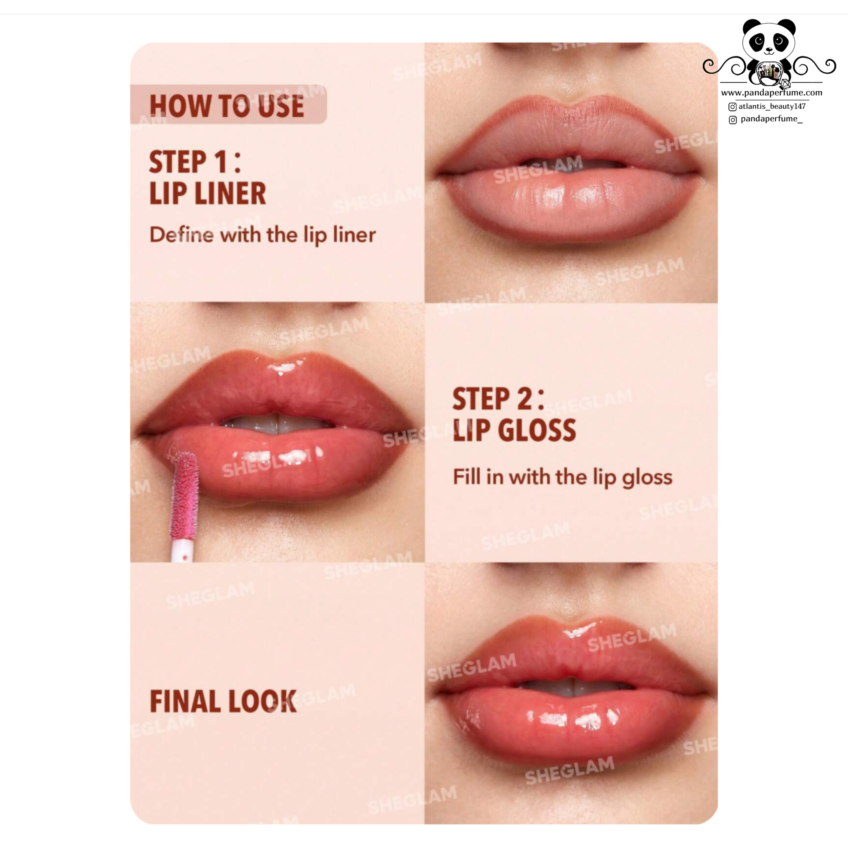 خط لب و لیپ گلاس دوطرفه شیگلم  |  Sheglam