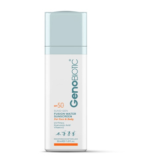 ضد آفتاب فیوژن واتر ژنو بایوتیک بی رنگ SPF50 مناسب انواع پوست30میل|  Geno Biotic Fusion Water Sunscreen 