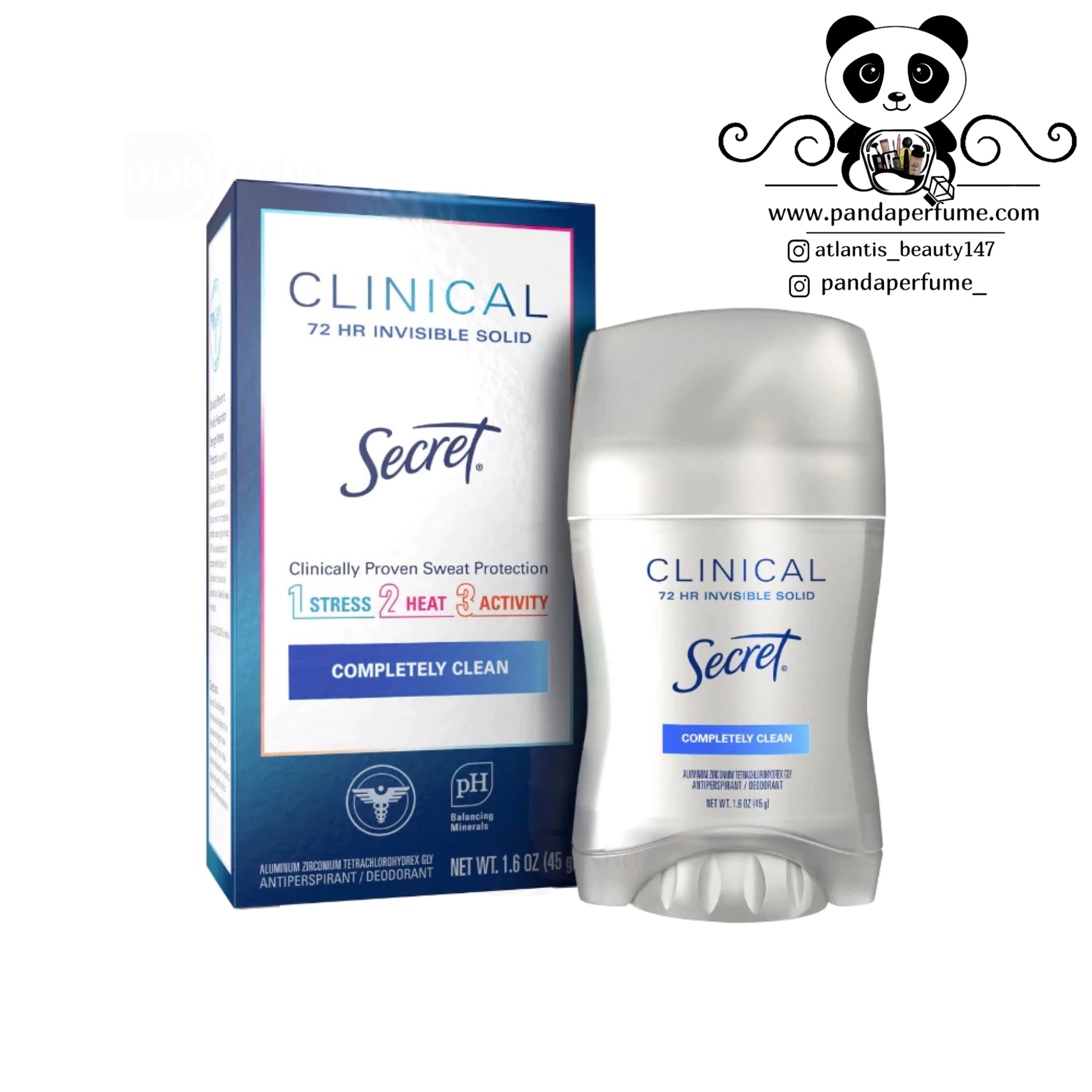 مام صابونی ضد تعریق کامپلیت Completely Clean کلینیکال برند سکرت | SECRET CLINICAL + STRENGTH COMPLETELY CLEAN ANTI PERSPIRANT 48HR 45g