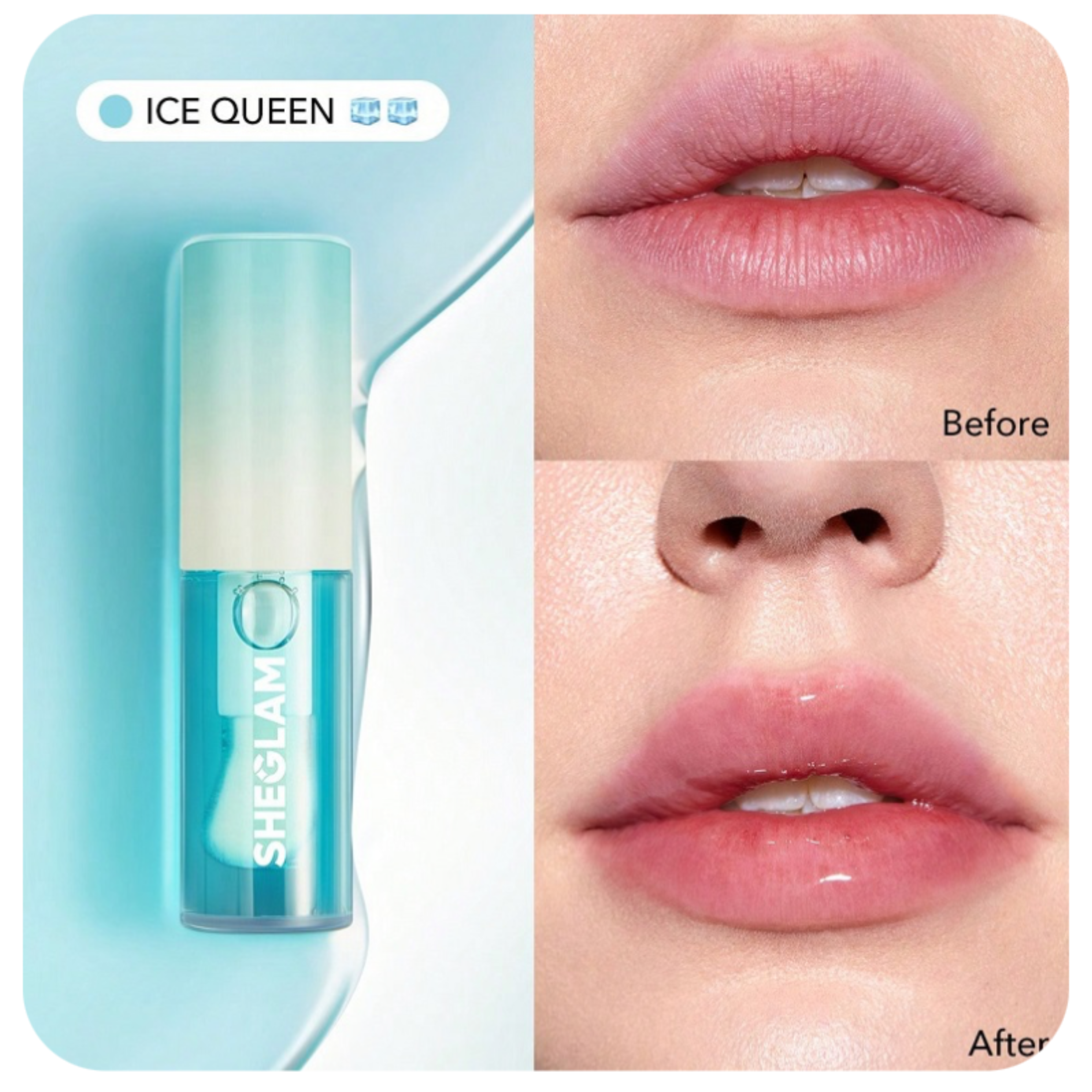 لیپ گلاس حجم دهنده لب شیگلم Sheglam Plumping lip gloss Ice Queen 